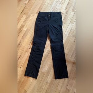 Women's Black Straight-Leg Pants with Button Waist